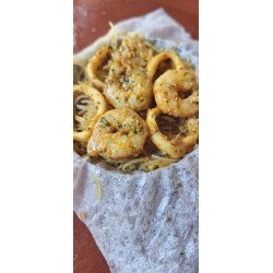 Passtila aux fruits de Mer Crevettes, Calamars & Poisson Blanc à la Charmoula Spéciale