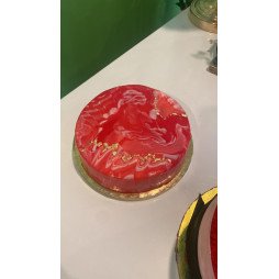 Gâteau Miroir Rouge Éclat Doré