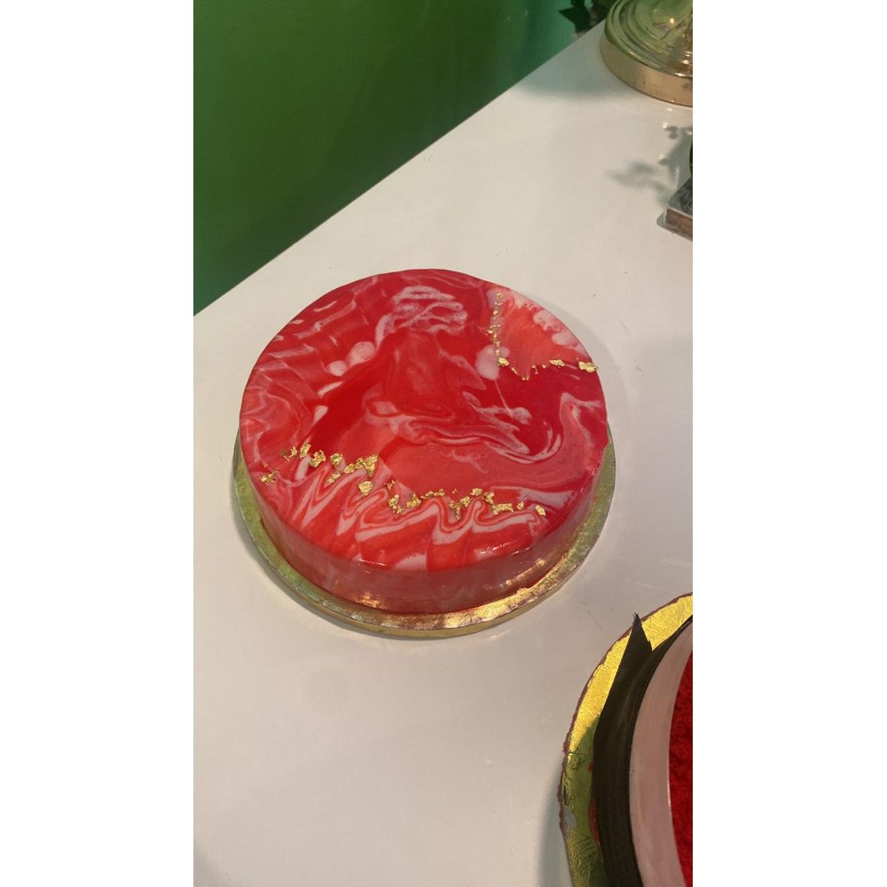 Gâteau Miroir Rouge Éclat Doré